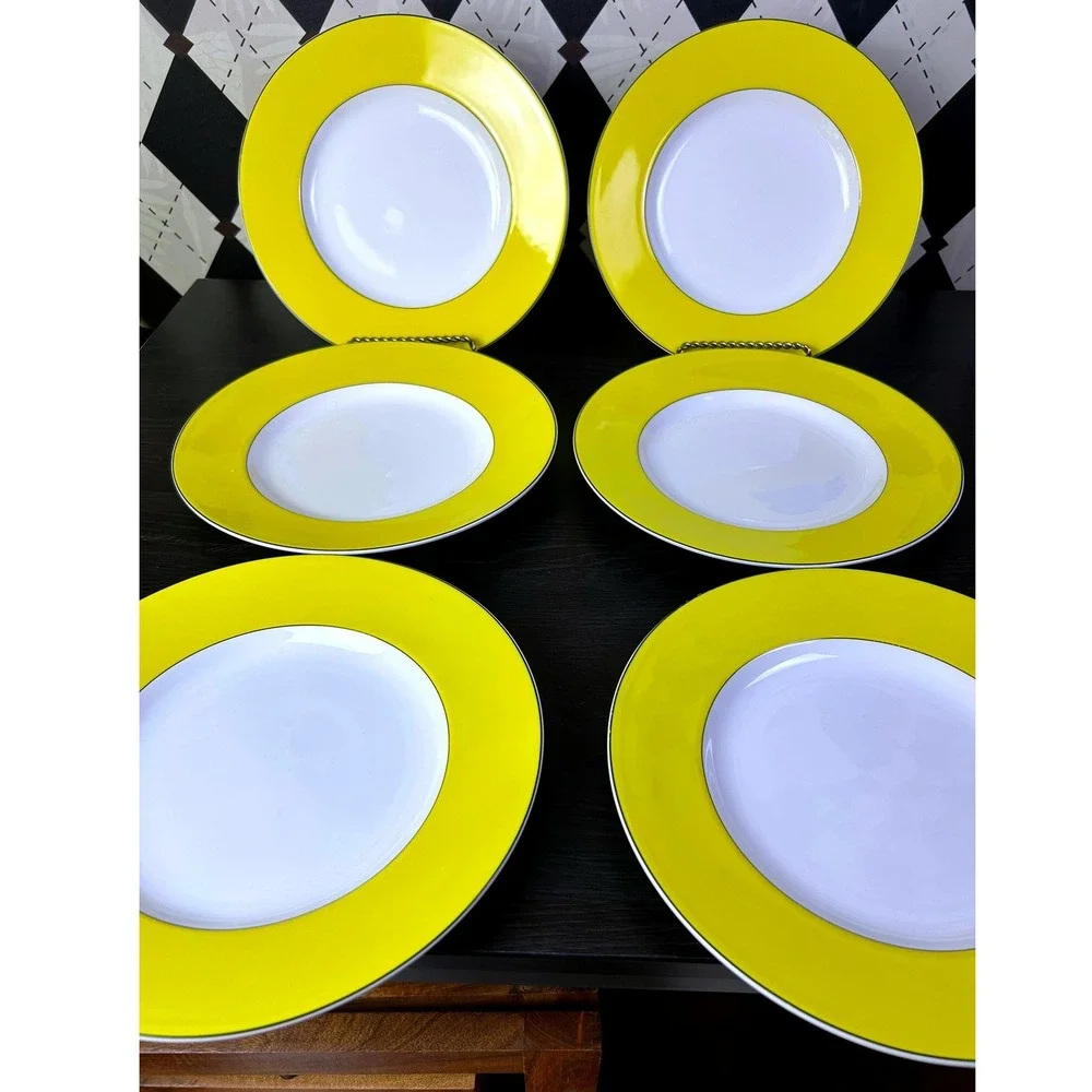 Set of 6 Kate Spade x Lenox Yellow Rutherford Circle Plates 9.5